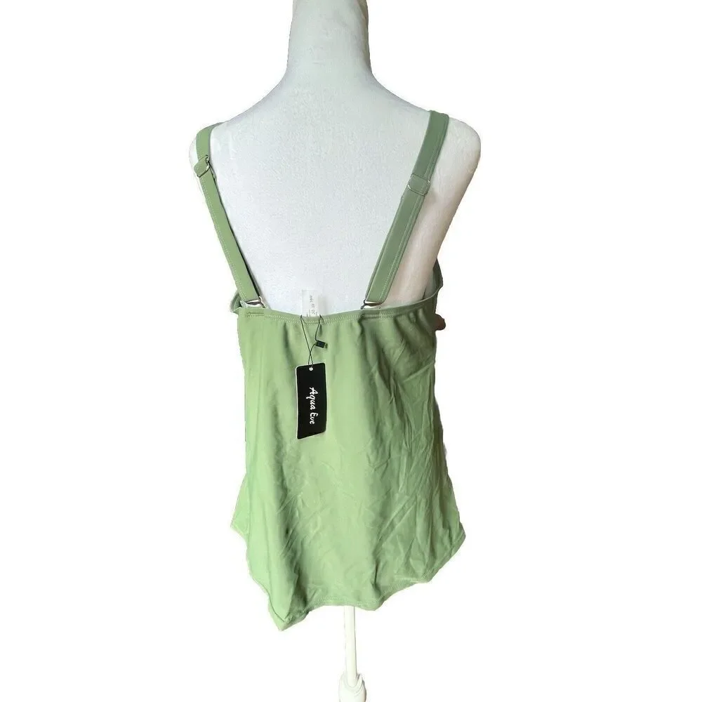 Aqua Eve Tankini Top Women Padded Adjustable GREEN Size 18W NWT - Picture 3 of 5